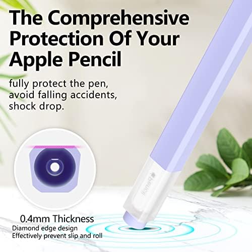 עפרון סיליקון קלאסי של JOOSKO תואם לעיפרון תפוחים שרוול כיסוי מקרים של הדור השני, [עם כיסוי קצה סיליקון של 5 סיבי